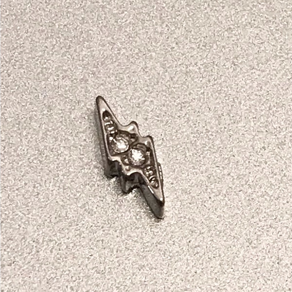 Origami Owl silver lightening bolt charm with rhinestones